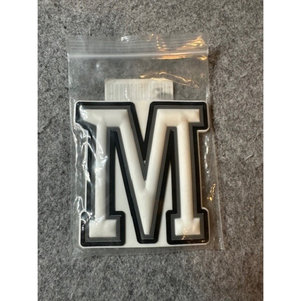 Fannobaby Letter M Bag Charm for Beach Tote Rubber Bag Varsity Black White